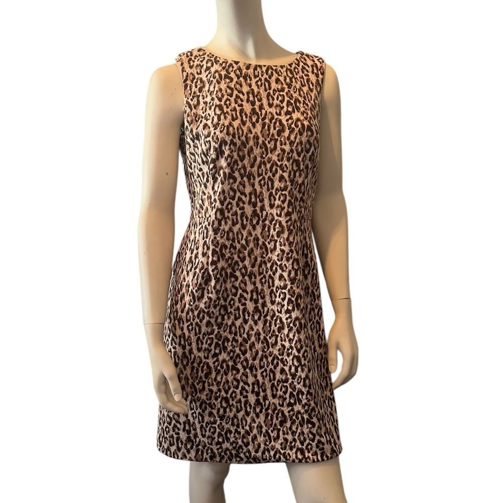 Chico's Leopard Print Midi Dress Brown Size 1 NWOT